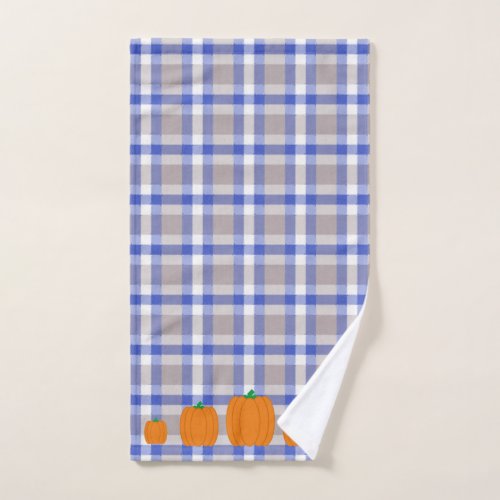 Fall Pumpkin Plaid Hand Towel