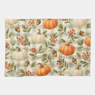 Fall Pumpkin Plaid Thanksgiving Kitchen Towel
