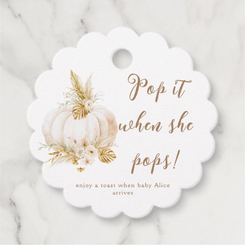 Fall Pumpkin Pop it Baby Shower  Favor Tags