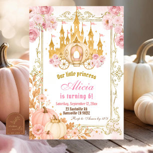 Fall Pumpkin Princess Birthday Invitation
