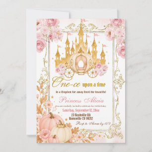 Fall Pumpkin Princess One-ce Upon a Time Birthday Invitation