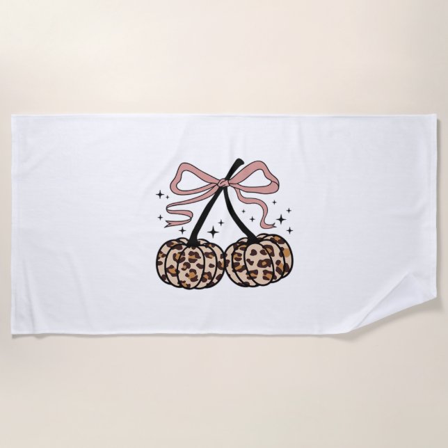 Fall Pumpkin, Pumpkin Cherries, Leopard Pumpkin, P Beach Towel (Front)