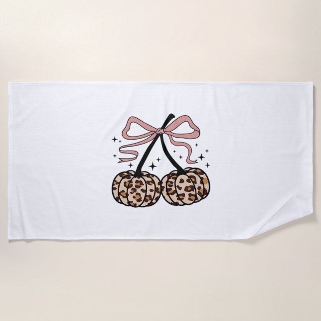 Fall Pumpkin, Pumpkin Cherries, Leopard Pumpkin, P Beach Towel (Front)