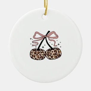 Fall Pumpkin, Pumpkin Cherries, Leopard Pumpkin, P Ceramic Ornament