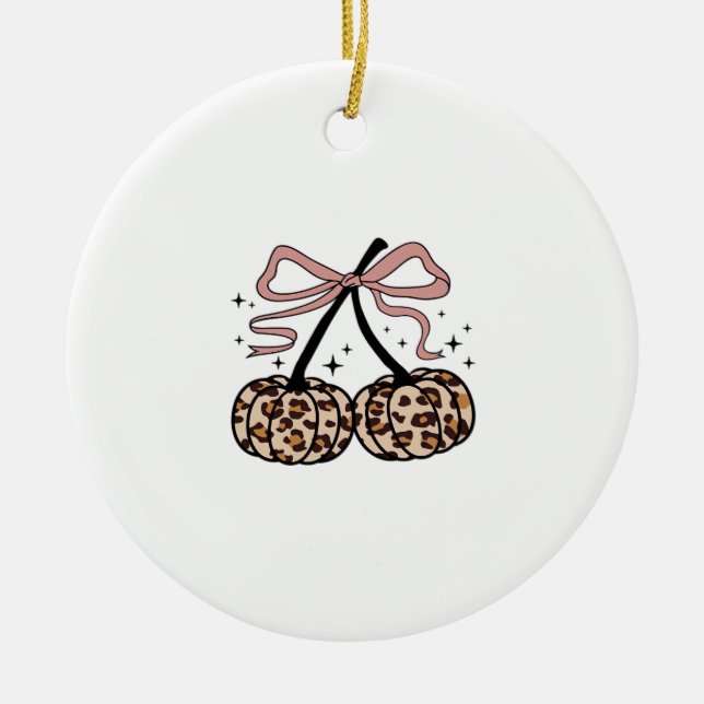 Fall Pumpkin, Pumpkin Cherries, Leopard Pumpkin, P Ceramic Ornament (Front)