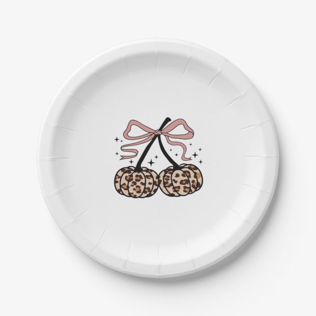 Fall Pumpkin, Pumpkin Cherries, Leopard Pumpkin, P Paper Plates (Front)