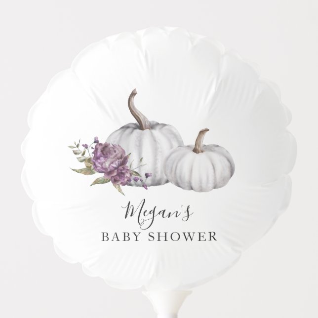 Fall Pumpkin Purple Flower Baby Shower Balloon (Front)