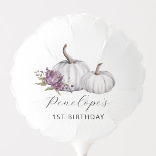 Fall Pumpkin Purple Flower Birthday Party Balloon