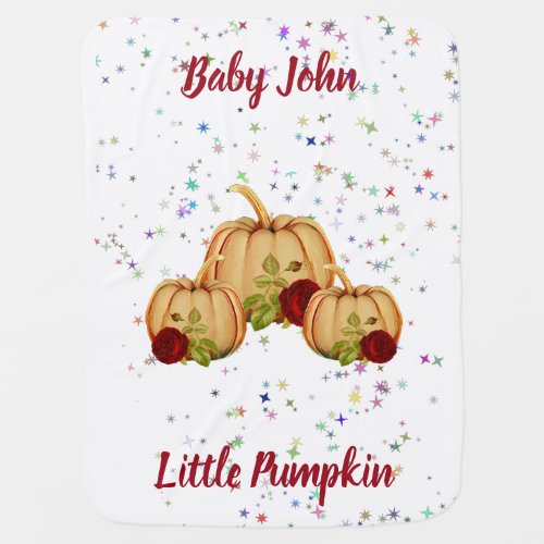  Fall Pumpkin Red Roses Twinkling Stars Baby Blanket