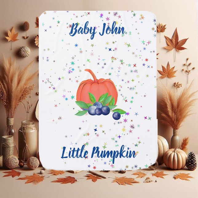  Fall Pumpkin Red Roses Twinkling Stars Baby Blanket (Fall Pumpkin Red Roses Twinkling Stars Baby Blanket)