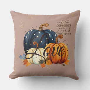 Fall Pumpkin Rose Tint Inspirational Pillow