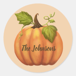Fall Pumpkin Round Personalized Halloween Sticker