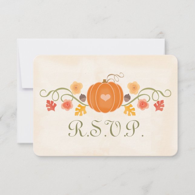 Fall Pumpkin RSVP Wedding Response Card (Front)