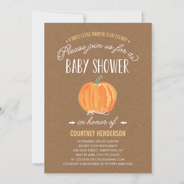 Fall Pumpkin Rustic | Baby Shower Invitation (Front)