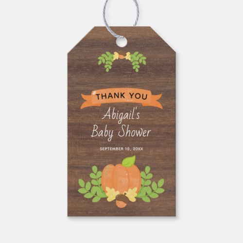 Fall Pumpkin Rustic Baby Shower Thank You Gift Tags