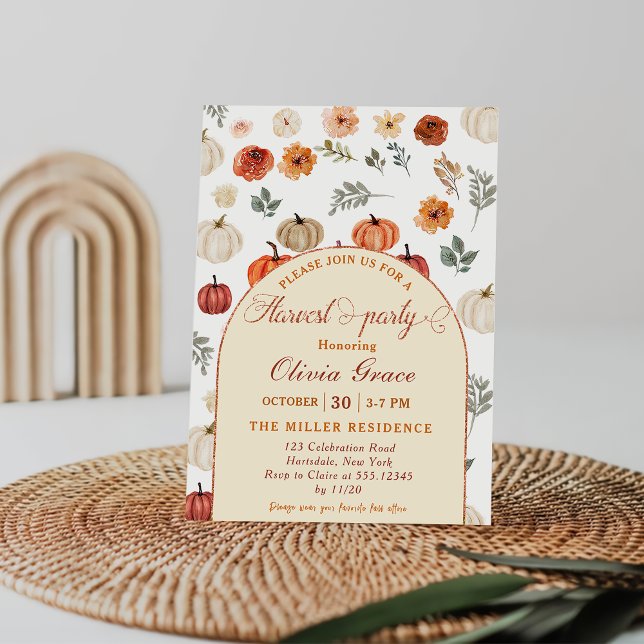 Fall Pumpkin Rustic Harvest Party Invitation (Creator Uploaded)