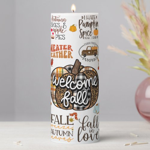 Fall Pumpkin Sayings Pillar Candle