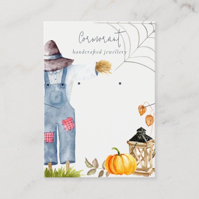 Fall Pumpkin Scarecrow Earring Jewelry Display Business Card (Front)