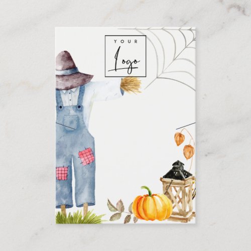Fall Pumpkin Scarecrow Logo Necklace Display Business Card