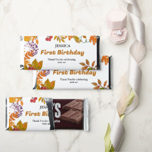 Fall Pumpkin Second Birthday party Hershey Bar Favors