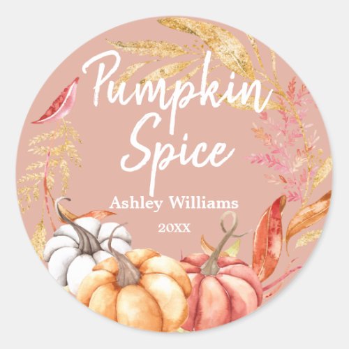 Fall Pumpkin Spice Autumn Dusty Pink Classic Round Sticker