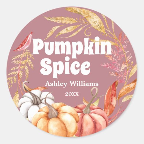 Fall Pumpkin Spice Autumn Dusty Rose Classic Round Sticker