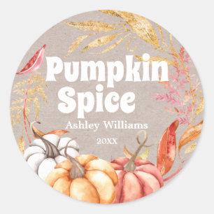 Fall Pumpkin Spice Autumn Kraft Paper Classic Round Sticker