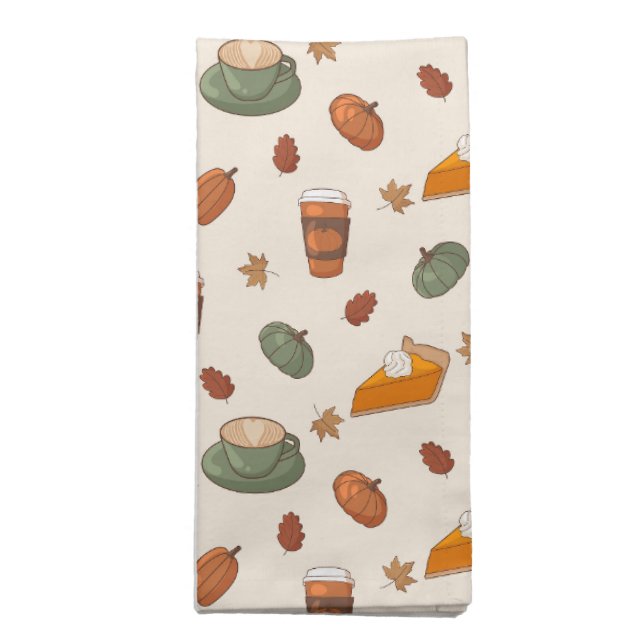 Fall Pumpkin Spice Autumn Pattern Cloth Napkin (Folded)