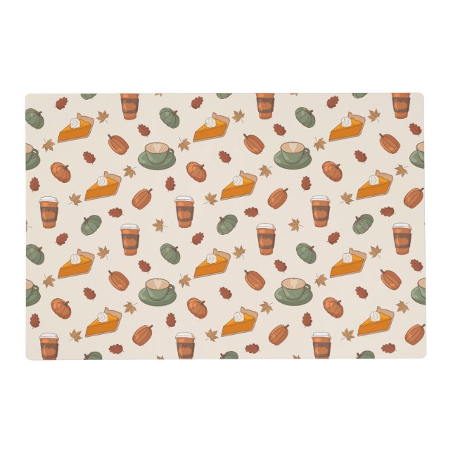 Fall Pumpkin Spice Autumn Pattern Placemat (Front)