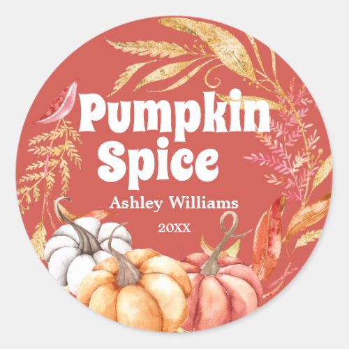 Fall Pumpkin Spice Autumn Red Classic Round Sticker