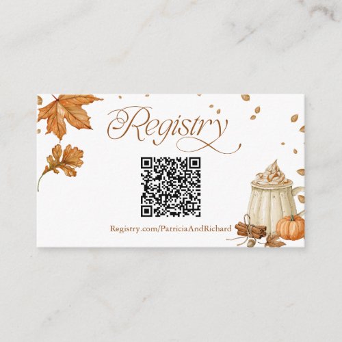 Fall Pumpkin Spice Bridal Shower QR Code Registry Enclosure Card