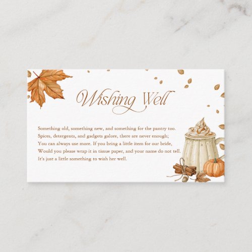 Fall Pumpkin Spice Bridal Shower Wishing Well Enclosure Card