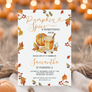 Fall Pumpkin Spice & Everything Nice 2nd Birthday Invitation