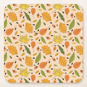 Fall Pumpkin Spice Halloween Thanksgiving Harvest Square Paper Coaster