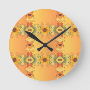 Fall Pumpkin Spice Halloween Thanksgiving Pumpkins Round Clock