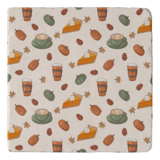 Fall Pumpkin Spice Pattern Stone Trivet