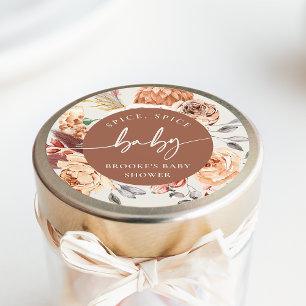 Fall Pumpkin "Spice Spice Baby" Baby Shower Classic Round Sticker