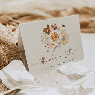 Fall Pumpkin Spice "Thanks a Latte" Letterpress Thank You Card