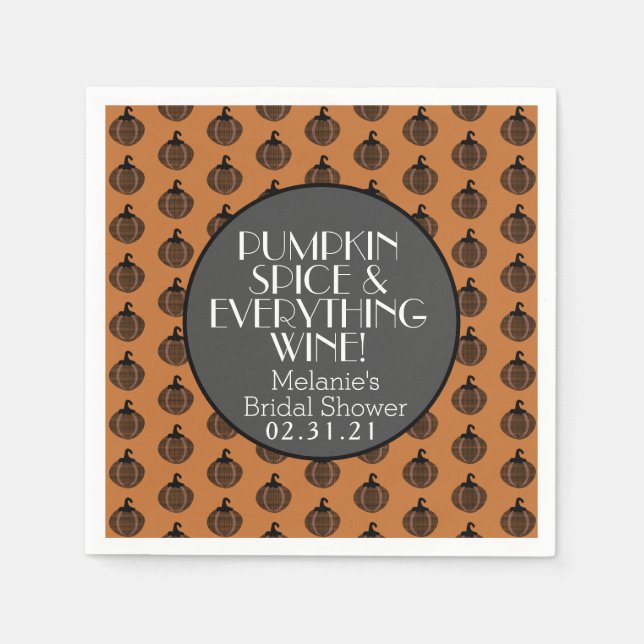 Fall Pumpkin Spice Wine Bridal Shower Napkins (Front)