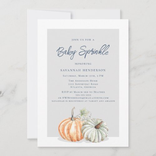 Fall Pumpkin Sprinkle Baby Shower Invitation