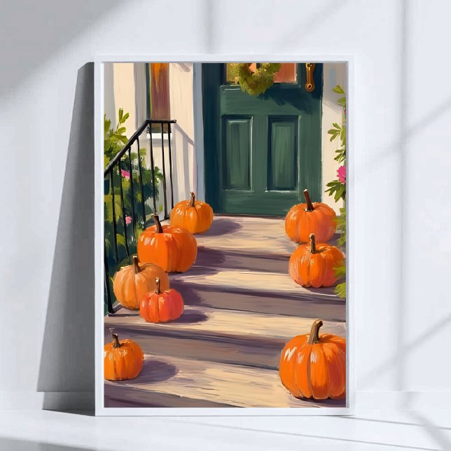 Fall Pumpkin Stoop | Autumn Thanksgiving Painted Poster (Creator Uploaded)