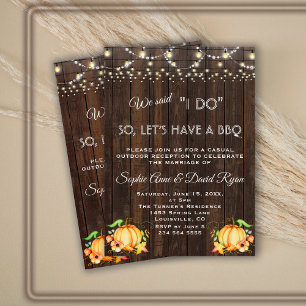 Fall Pumpkin String Lights Wood I DO BBQ Invitation