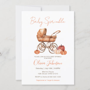Fall Pumpkin Stroller Baby Sprinkle Baby Shower Invitation