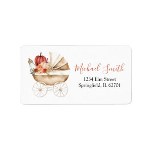 Fall Pumpkin Stroller Floral Baby Shower Address Label