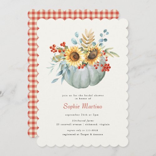 Fall Pumpkin Sunflower Country Bridal Shower Invitation