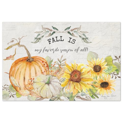 Fall  Pumpkin Sunflower Favorite Season Decoupage Tissue Paper