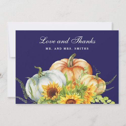 Fall Pumpkin Sunflower Wedding Thank You card