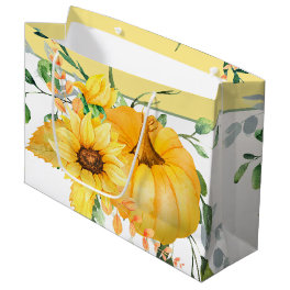 Fall pumpkin, sunflowers, and greenery large gift bag