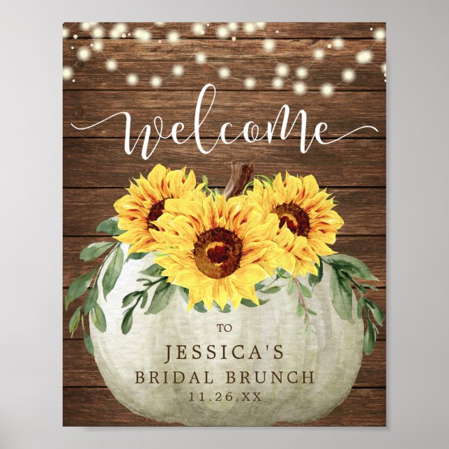 Fall Pumpkin Sunflowers Shower Welcome Sign (Front)