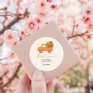 Fall pumpkin thank you birthday classic round sticker